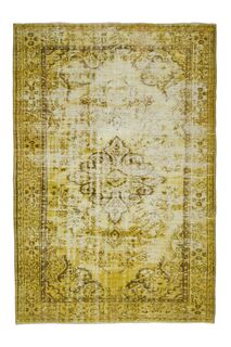 Overdyed Yellow Vintage Rug - Thumbnail