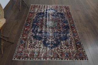 Navy Blue Vintage Area Rug - Thumbnail