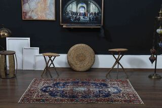 Navy Blue Vintage Area Rug - Thumbnail