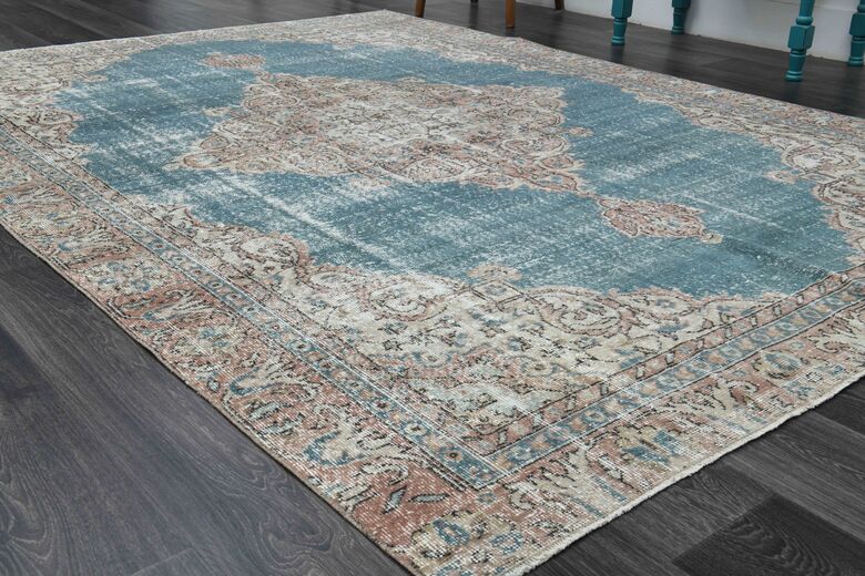 Water Blue Vintage Area Rug