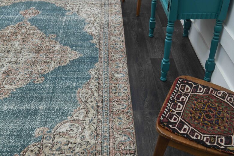 Water Blue Vintage Area Rug