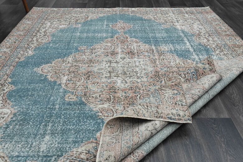 Water Blue Vintage Area Rug