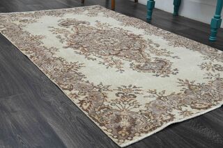 Beige Brown Oriental Vintage Rug - Thumbnail