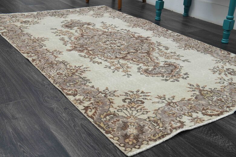 Beige Brown Oriental Vintage Rug