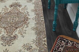 Beige Brown Oriental Vintage Rug - Thumbnail