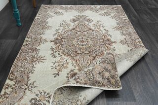 Beige Brown Oriental Vintage Rug - Thumbnail