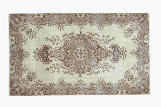 Beige Brown Oriental Vintage Rug - Thumbnail