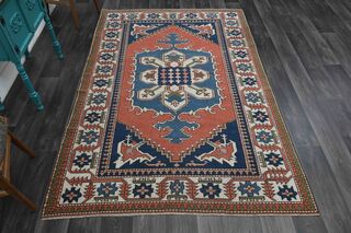 Red & Blue Oriental Vintage Rug - Thumbnail