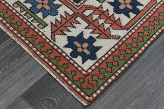 Red & Blue Oriental Vintage Rug - Thumbnail