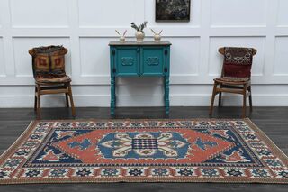 Red & Blue Oriental Vintage Rug - Thumbnail