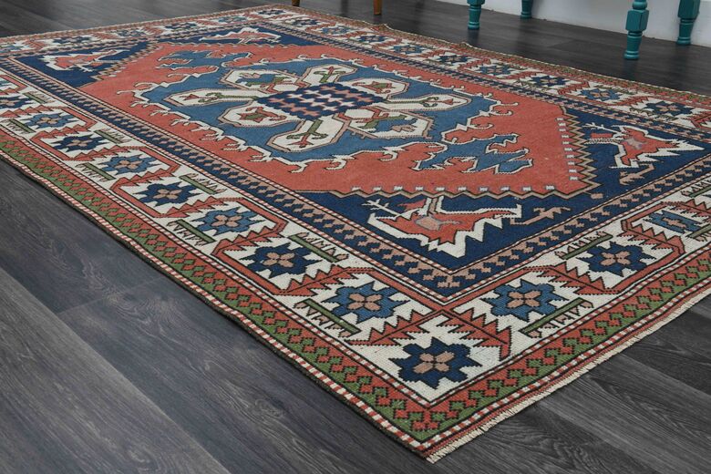 Red & Blue Oriental Vintage Rug