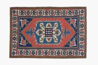 Red & Blue Oriental Vintage Rug - Thumbnail