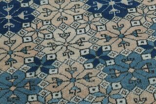 Blue & Beige Ikat Vintage Rug - Thumbnail