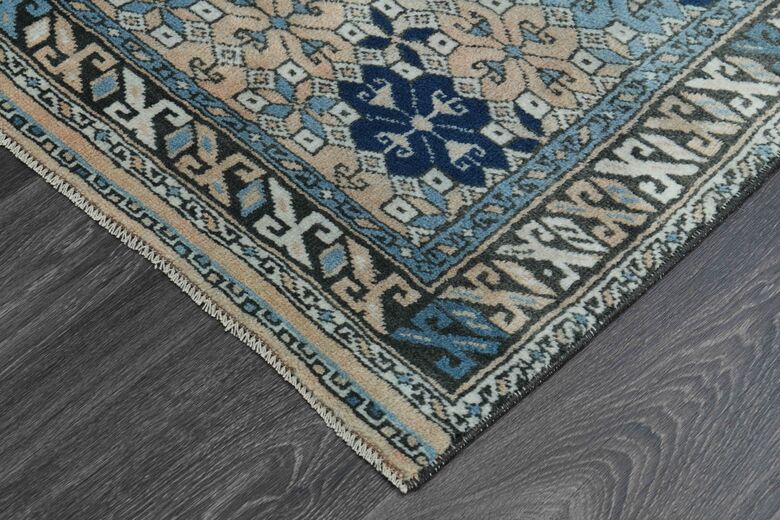 Blue & Beige Ikat Vintage Rug