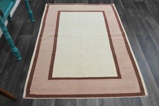 Bordered Geometric Thin Rug - Thumbnail