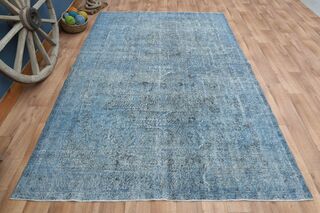 Blue Solid Vintage Rug - Thumbnail