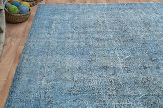 Blue Solid Vintage Rug - Thumbnail