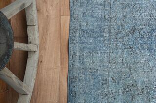 Blue Solid Vintage Rug - Thumbnail