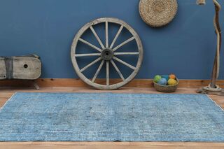 Blue Solid Vintage Rug - Thumbnail