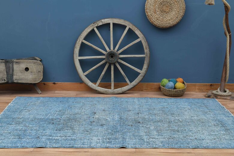 Blue Solid Vintage Rug