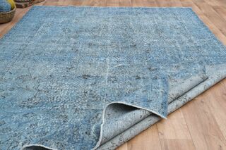 Blue Solid Vintage Rug - Thumbnail