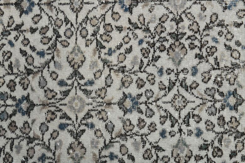 Gray Bordered Floral Vintage Area Rug