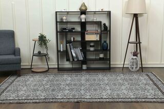 Gray Floral Vintage Area Rug - Thumbnail