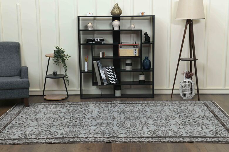 Gray Floral Vintage Area Rug