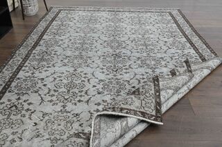 Gray Floral Vintage Area Rug - Thumbnail