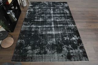 Distressed Black Vintage Area Rug - Thumbnail