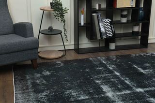 Distressed Black Vintage Area Rug - Thumbnail