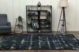 Distressed Black Vintage Area Rug - Thumbnail