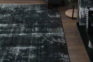 Distressed Black Vintage Area Rug - Thumbnail