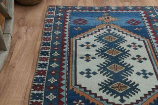 Wool Blue Vintage Rug - Thumbnail