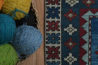 Wool Blue Vintage Rug - Thumbnail