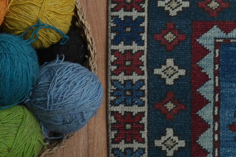 Wool Blue Vintage Rug