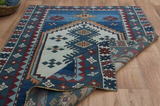 Wool Blue Vintage Rug - Thumbnail