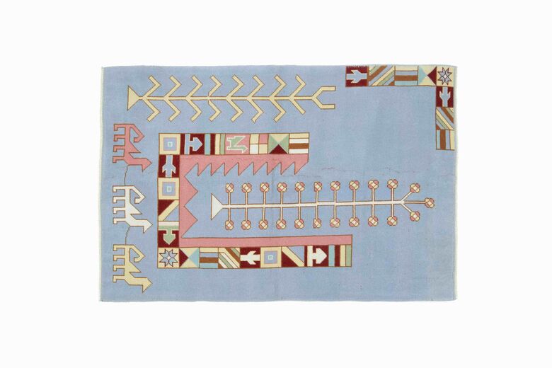 Pastel Blue Vintage Kids Room Rug