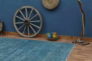 Blue Handwoven Vintage Area Rug - Thumbnail