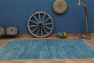 Blue Handwoven Vintage Area Rug - Thumbnail