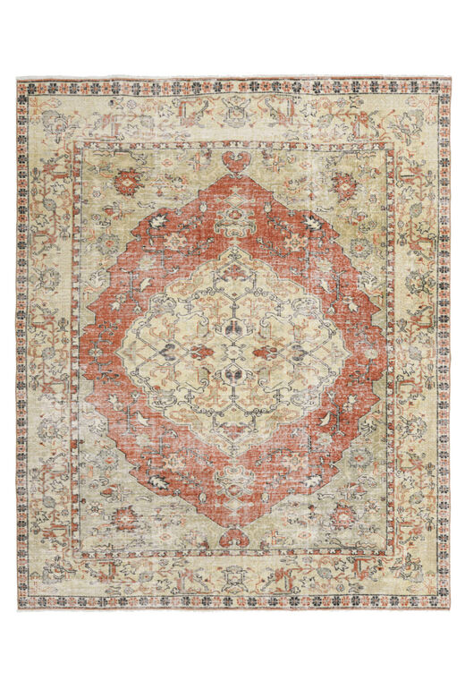 Distressed Orange Beige Rug