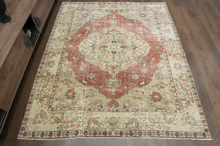 Distressed Orange Beige Rug - Thumbnail