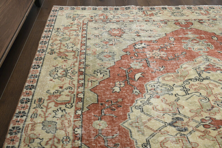 Distressed Orange Beige Rug