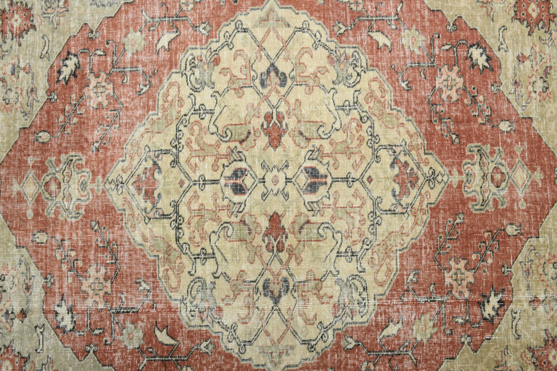 Distressed Orange Beige Rug