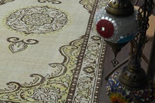 Green Oriental Handmade Area Rug - Thumbnail