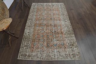 Orange Floral Vintage Area Rug - Thumbnail