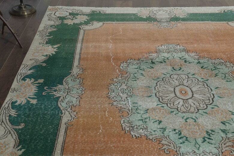 Orange Green Area Rug