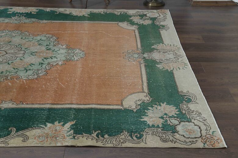 Orange Green Area Rug