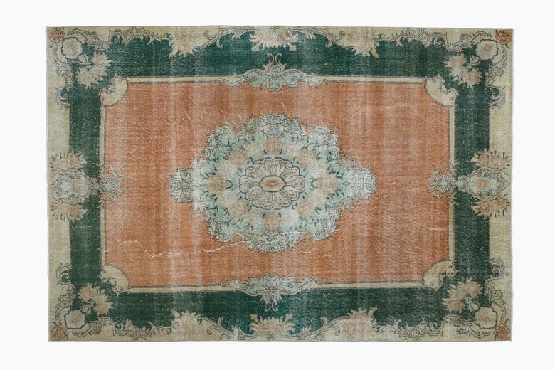 Orange Green Area Rug