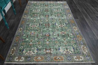 Green Vintage Floral Rug - Thumbnail